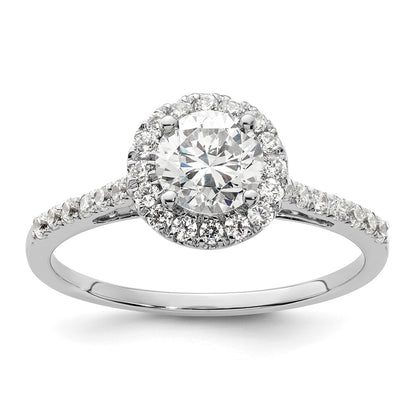 14K White Gold Round Simulated Diamond Halo Engagement Ring