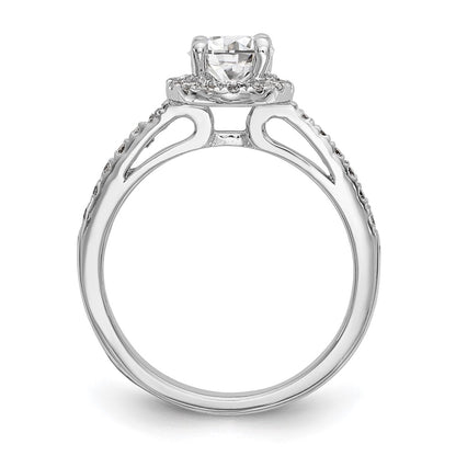 14K White Gold Round Simulated Diamond Halo Engagement Ring