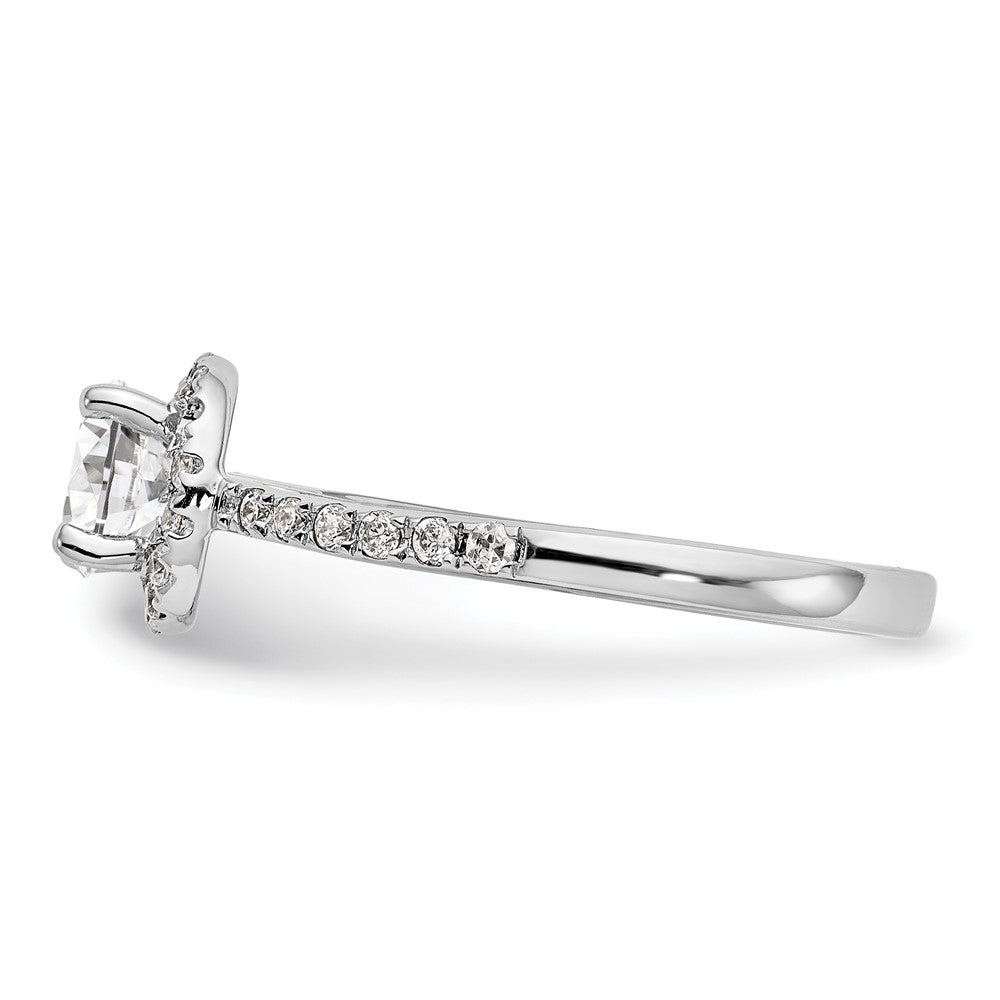 14K White Gold Round Simulated Diamond Halo Engagement Ring