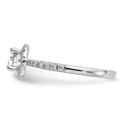 14K White Gold Round Simulated Diamond Halo Engagement Ring