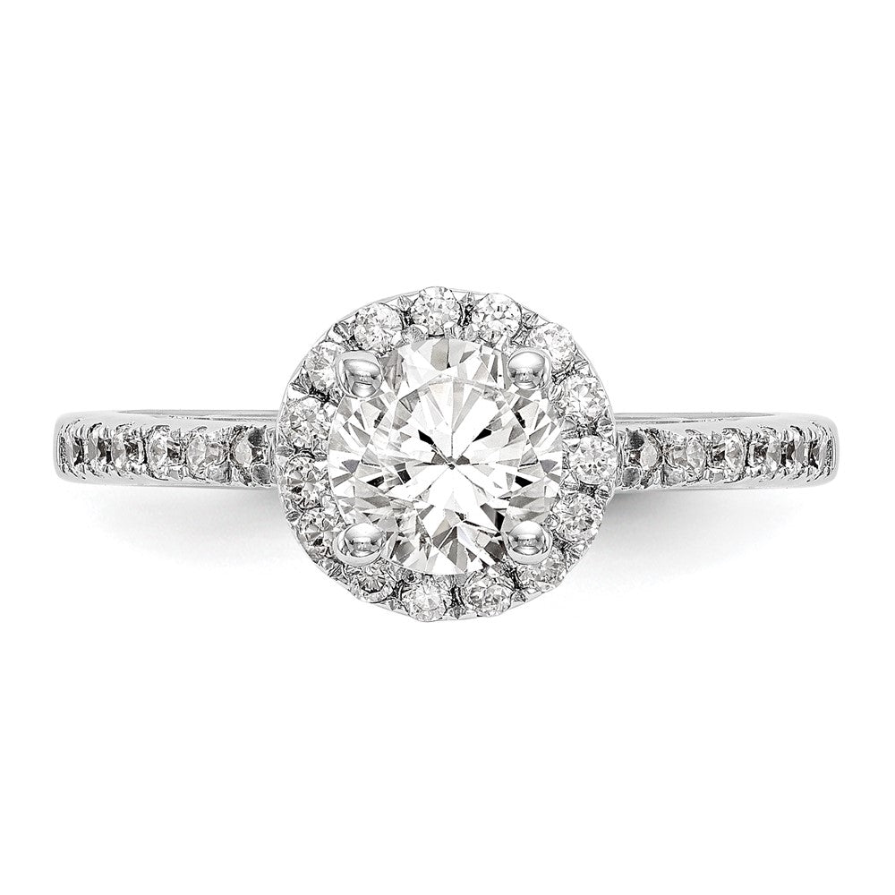 14K White Gold Round Simulated Diamond Halo Engagement Ring