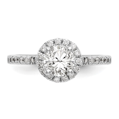 14K White Gold Round Simulated Diamond Halo Engagement Ring