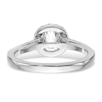 14K White Gold Round Simulated Diamond Halo Engagement Ring