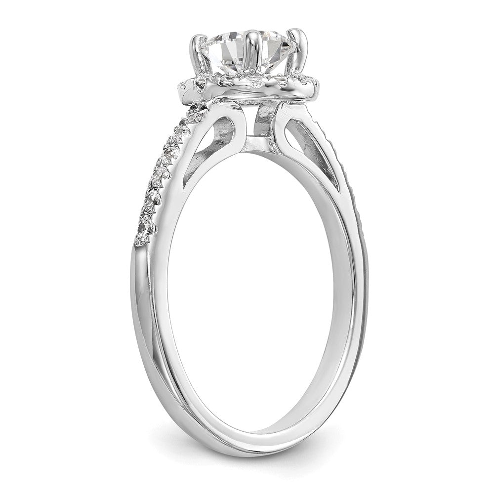 14K White Gold Round Simulated Diamond Halo Engagement Ring
