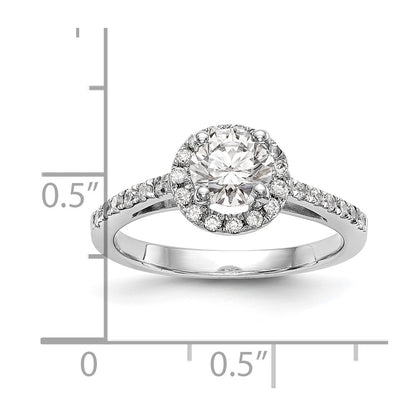14K White Gold Round Simulated Diamond Halo Engagement Ring