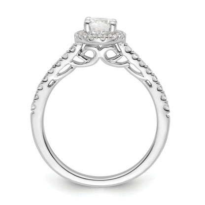 14K White Gold Round Simulated Diamond Halo Engagement Ring