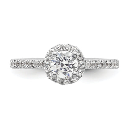 14K White Gold Round Simulated Diamond Halo Engagement Ring