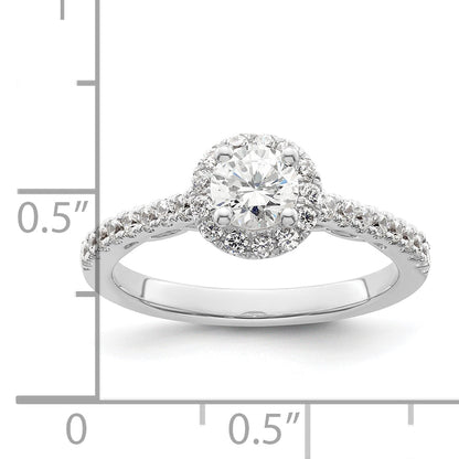 14K White Gold Round Simulated Diamond Halo Engagement Ring