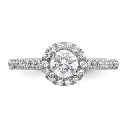 14K White Gold Round Simulated Diamond Halo Engagement Ring