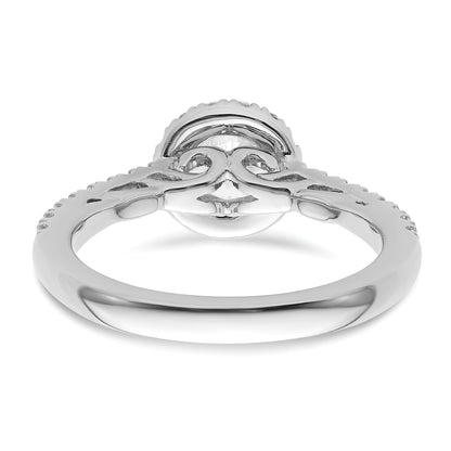 14K White Gold Round Simulated Diamond Halo Engagement Ring