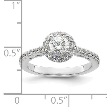14K White Gold Round Simulated Diamond Halo Engagement Ring