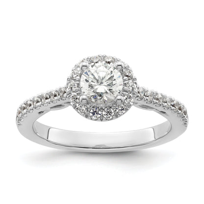 14K White Gold Round Simulated Diamond Halo Engagement Ring