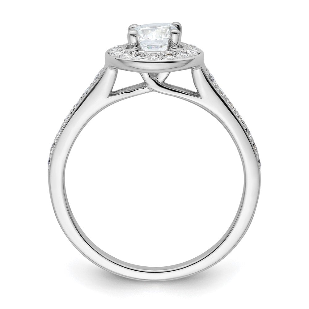 14K White Gold Round Simulated Diamond Halo Engagement Ring