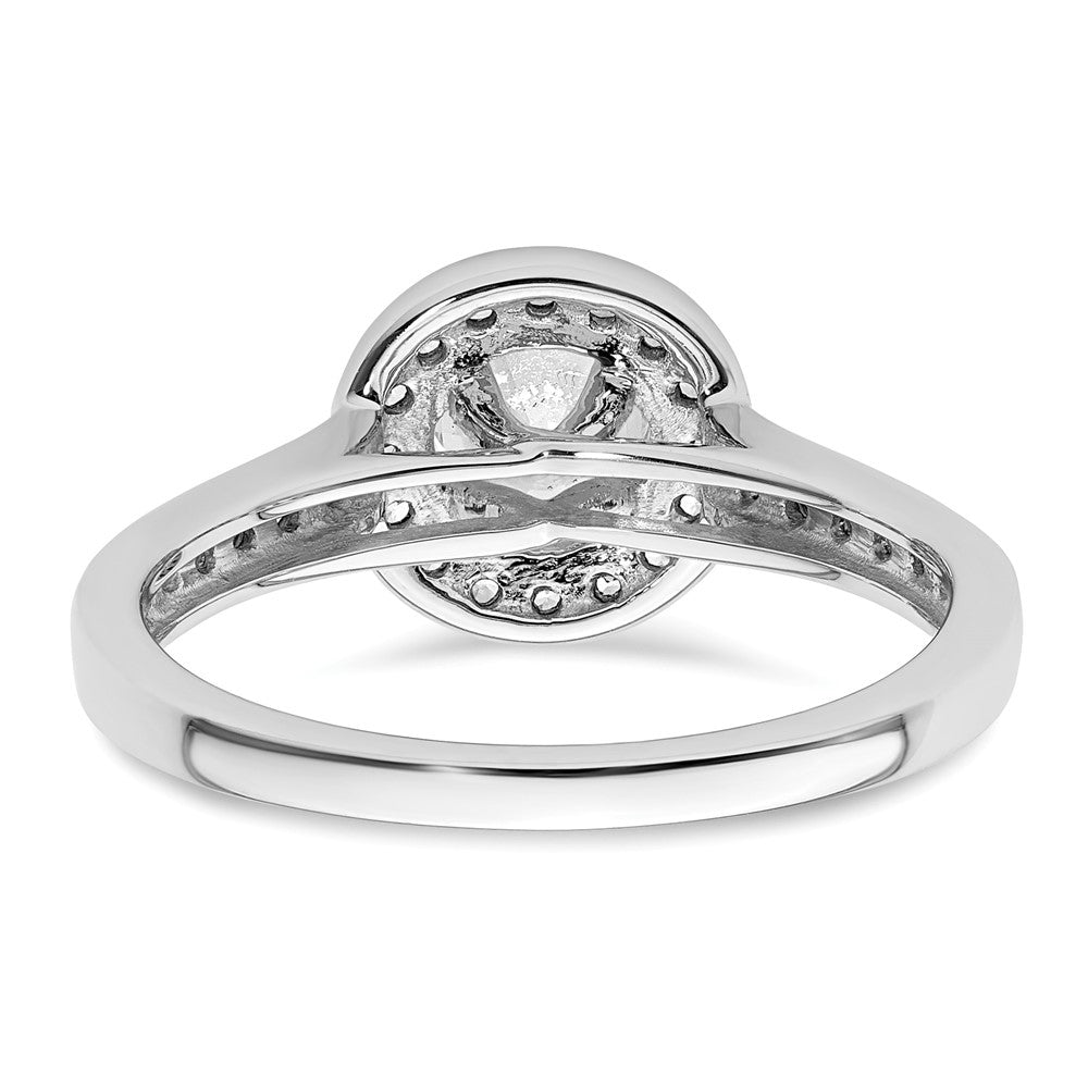 14K White Gold Round Simulated Diamond Halo Engagement Ring