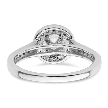 14K White Gold Round Simulated Diamond Halo Engagement Ring