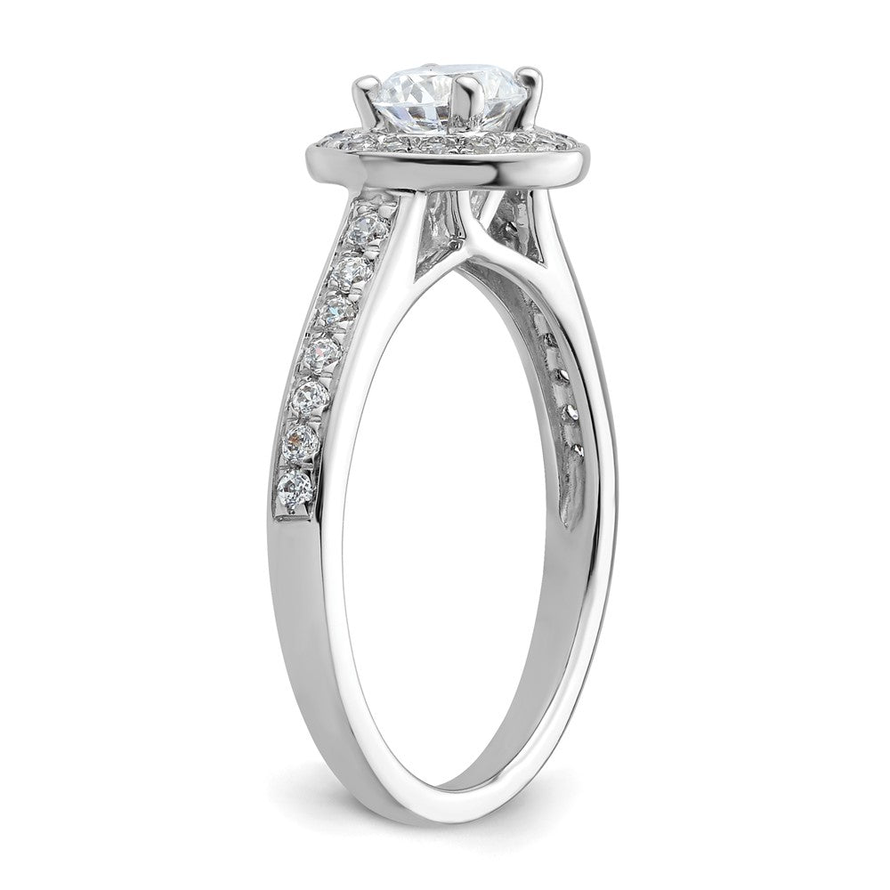 14K White Gold Round Simulated Diamond Halo Engagement Ring