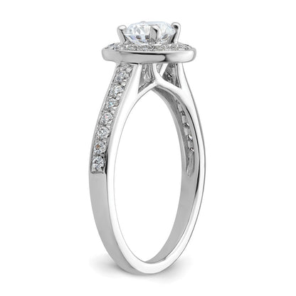 14K White Gold Round Simulated Diamond Halo Engagement Ring