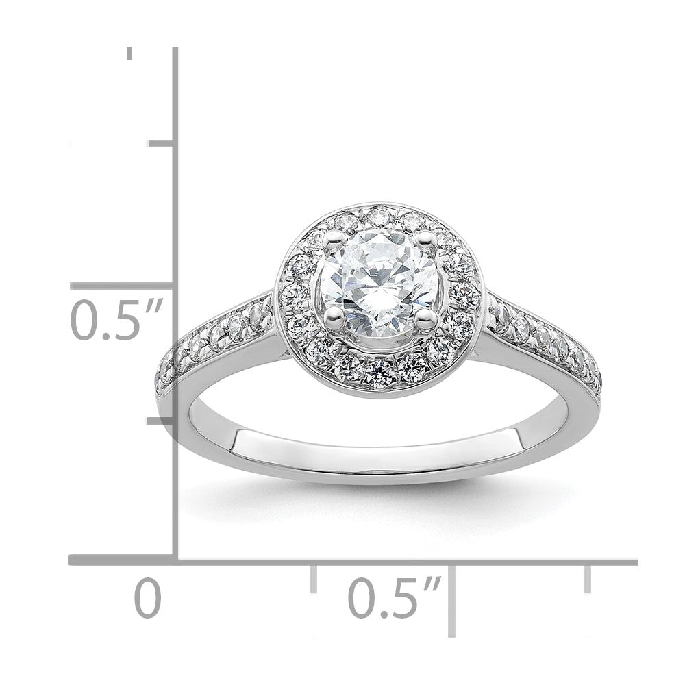 14K White Gold Round Simulated Diamond Halo Engagement Ring