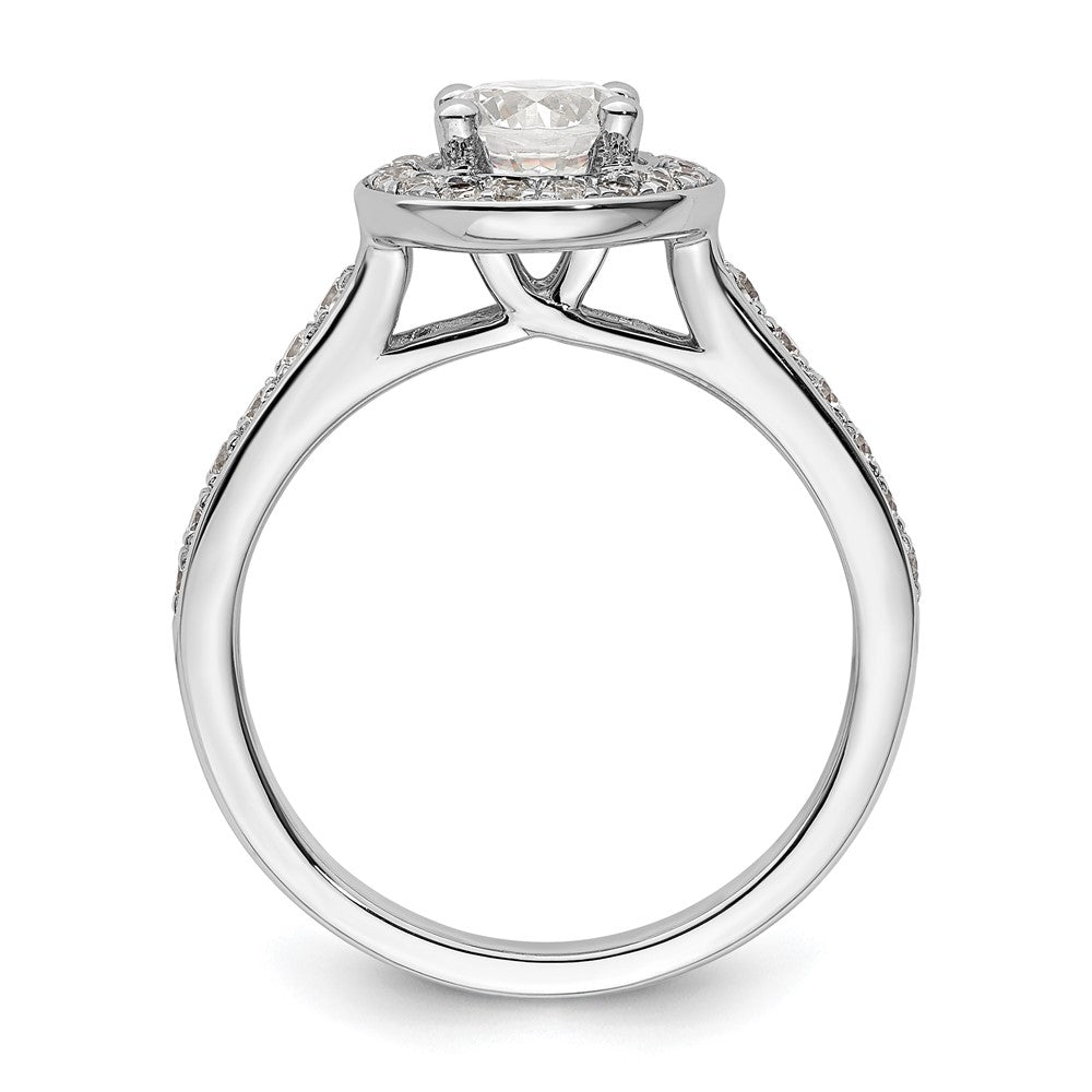 14K White Gold Round Simulated Diamond Halo Engagement Ring