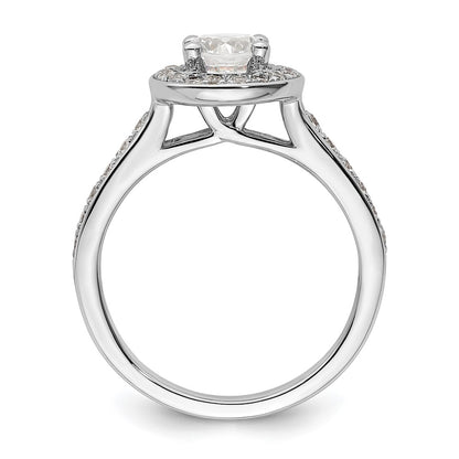 14K White Gold Round Simulated Diamond Halo Engagement Ring