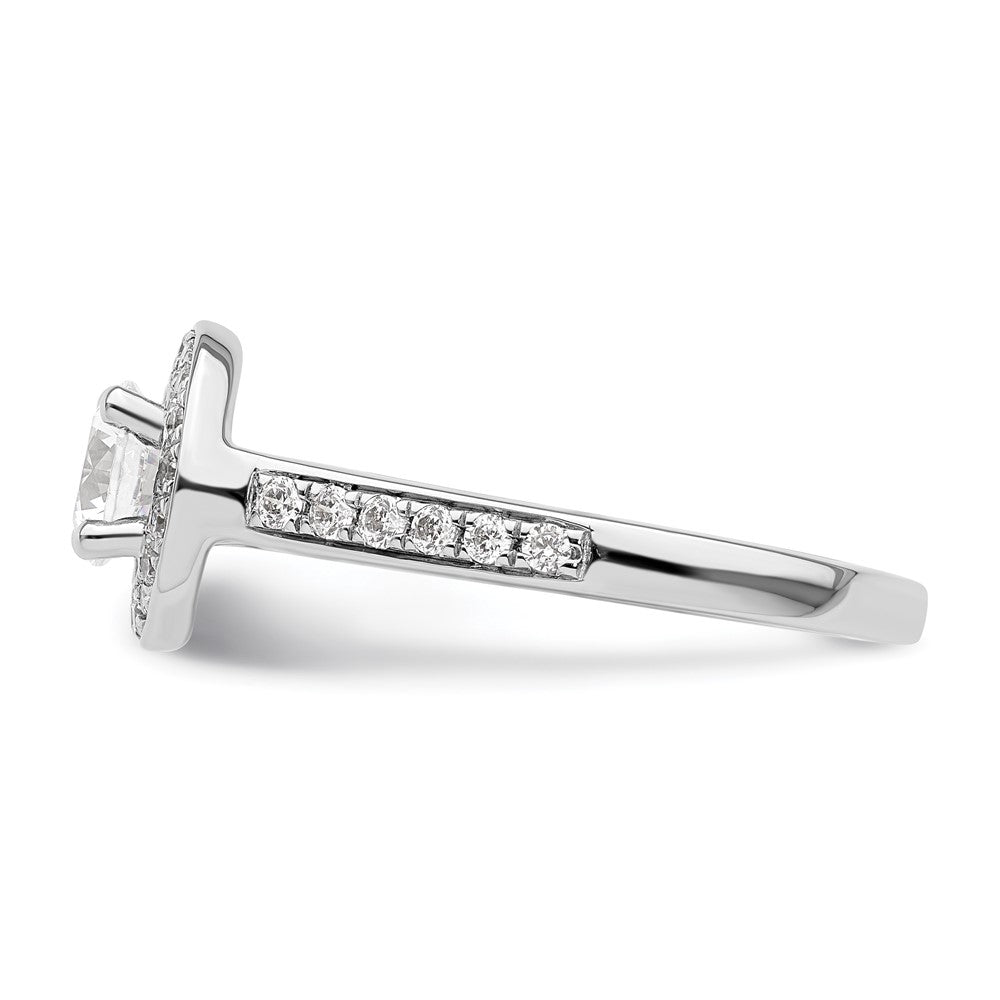 14K White Gold Round Simulated Diamond Halo Engagement Ring