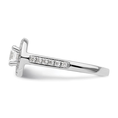 14K White Gold Round Simulated Diamond Halo Engagement Ring