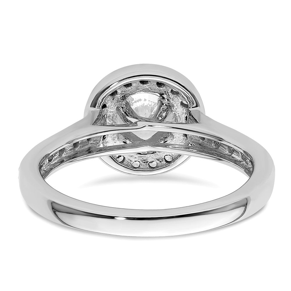 14K White Gold Round Simulated Diamond Halo Engagement Ring