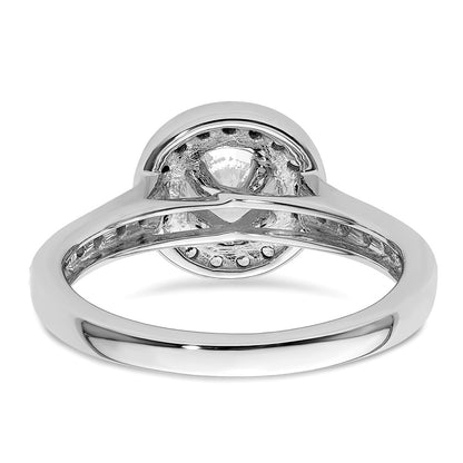 0.75ct. CZ Solid Real 14K White Gold Round Halo Engagement Ring