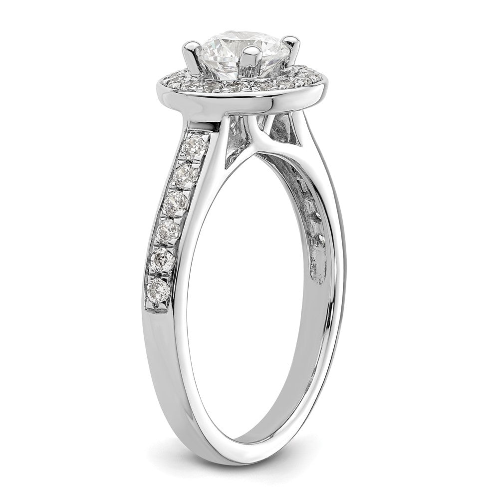 0.75ct. CZ Solid Real 14K White Gold Round Halo Engagement Ring