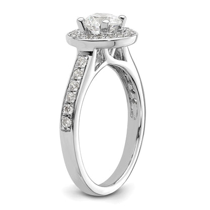 0.75ct. CZ Solid Real 14K White Gold Round Halo Engagement Ring