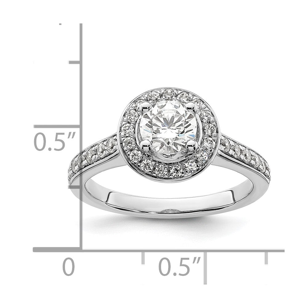 14K White Gold Round Simulated Diamond Halo Engagement Ring