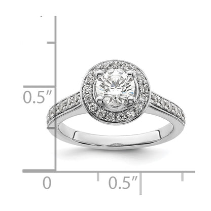 0.75ct. CZ Solid Real 14K White Gold Round Halo Engagement Ring