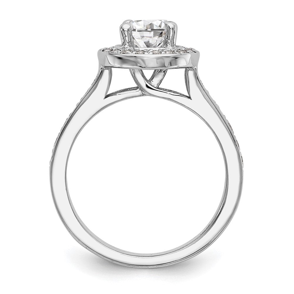 14K White Gold Round Simulated Diamond Halo Engagement Ring