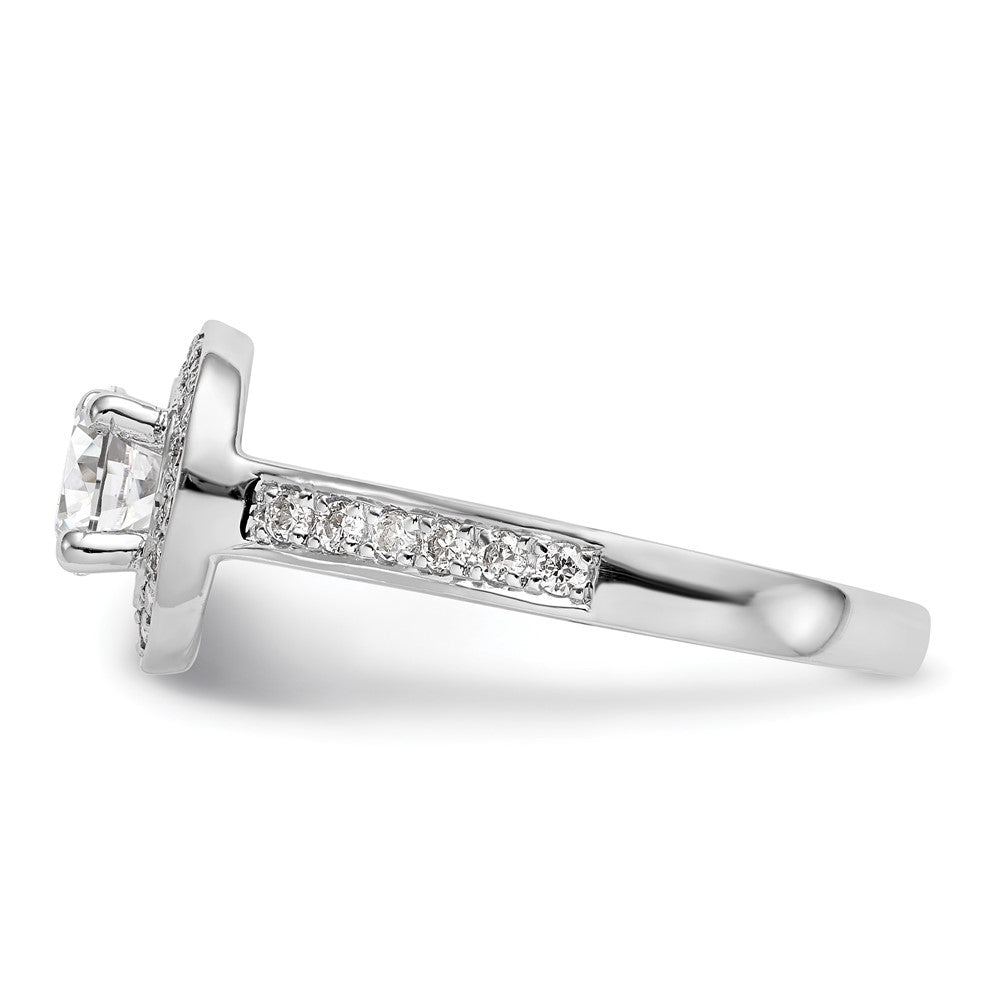 14K White Gold Round Simulated Diamond Halo Engagement Ring