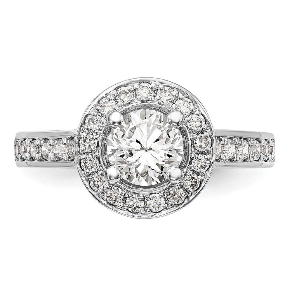 14K White Gold Round Simulated Diamond Halo Engagement Ring