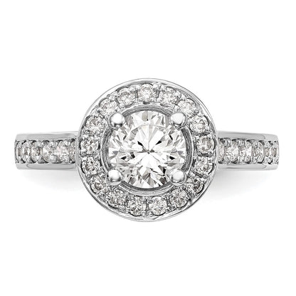 14K White Gold Round Simulated Diamond Halo Engagement Ring