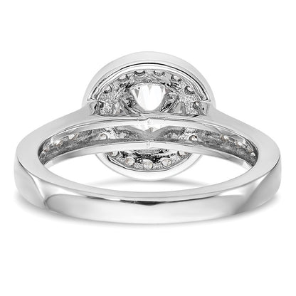 14K White Gold Round Simulated Diamond Halo Engagement Ring