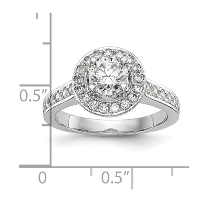 14K White Gold Round Simulated Diamond Halo Engagement Ring