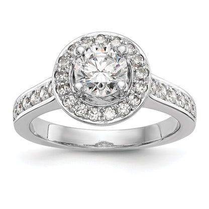 14K White Gold Round Simulated Diamond Halo Engagement Ring