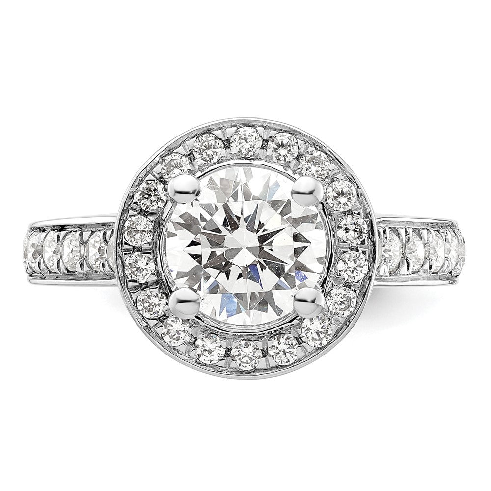 14K White Gold Round Simulated Diamond Halo Engagement Ring