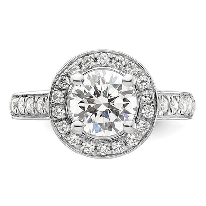 14K White Gold Round Simulated Diamond Halo Engagement Ring