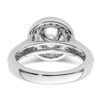 14K White Gold Round Simulated Diamond Halo Engagement Ring