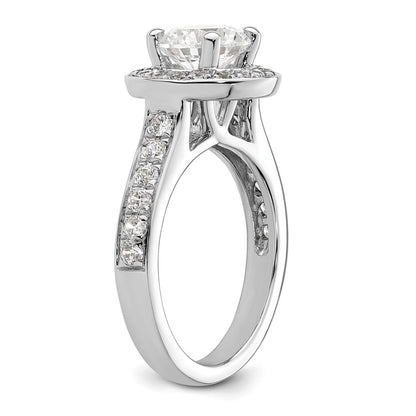 14K White Gold Round Simulated Diamond Halo Engagement Ring