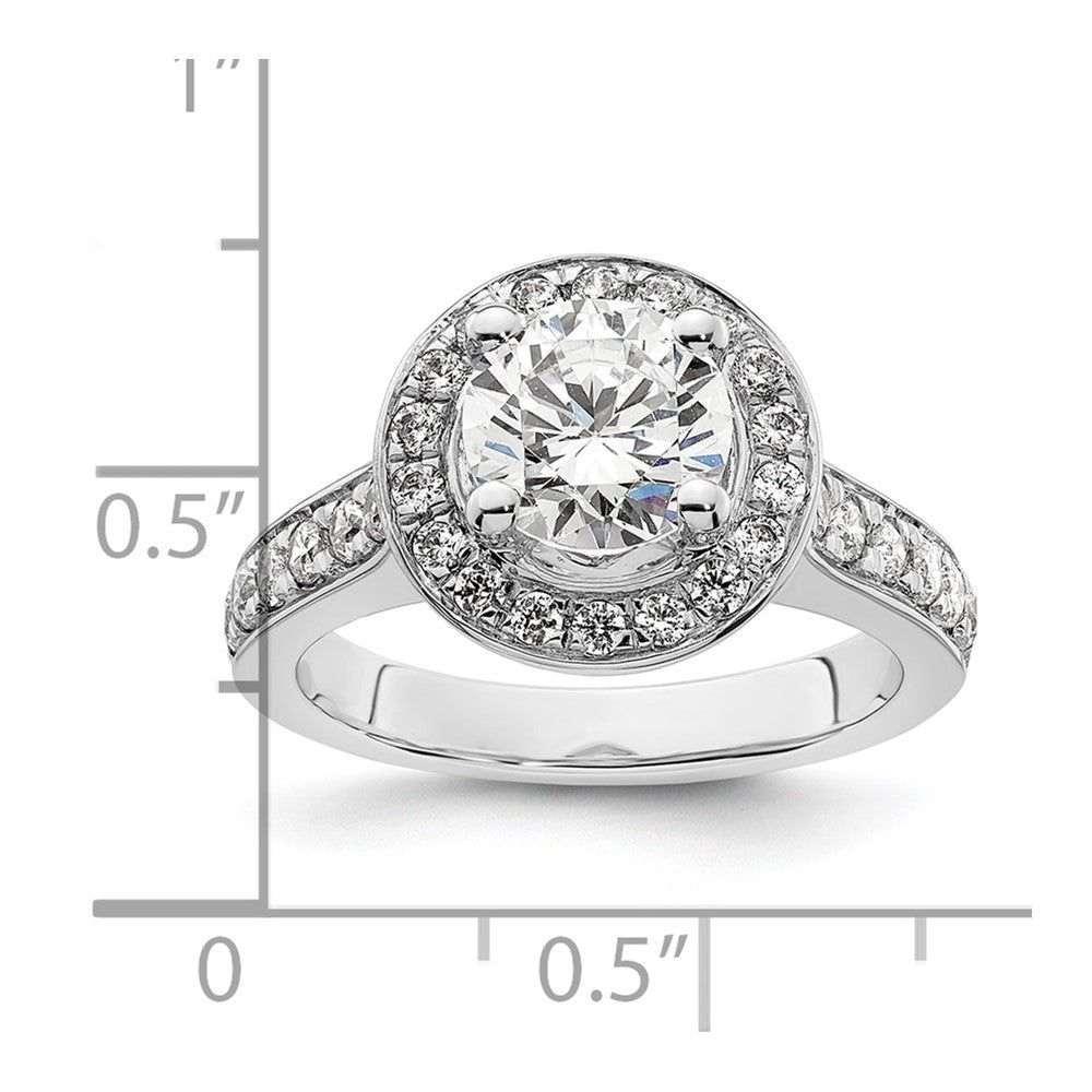 14K White Gold Round Simulated Diamond Halo Engagement Ring