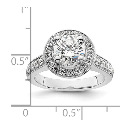14K White Gold Round Simulated Diamond Halo Engagement Ring