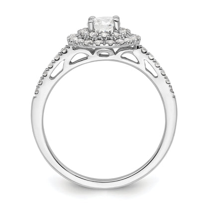 14KW Round Simulated Diamond Double Halo Engagement Ring