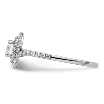 14KW Round Simulated Diamond Double Halo Engagement Ring