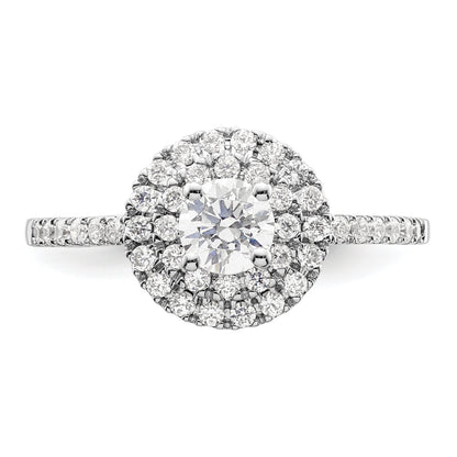 14KW Round Simulated Diamond Double Halo Engagement Ring