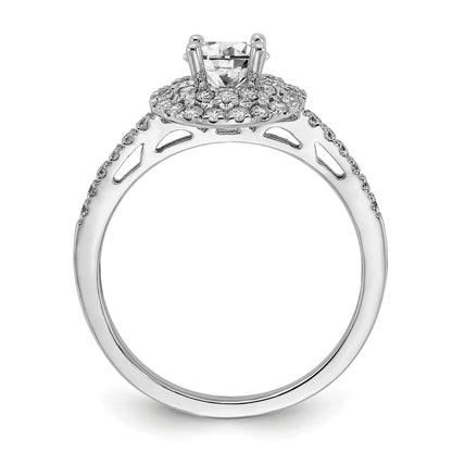 14KW Round Simulated Diamond Double Halo Engagement Ring