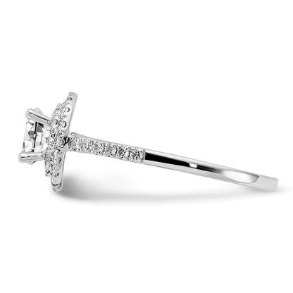 14KW Round Simulated Diamond Double Halo Engagement Ring